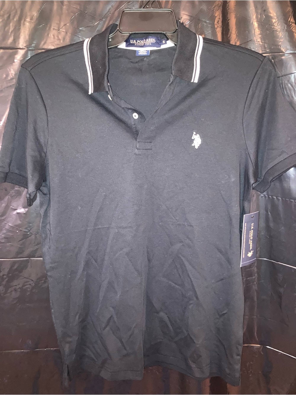 U.S. Polo Assn. Men’s Black Polo with White Trim